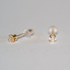 CZ studs in 14k solid yellow gold